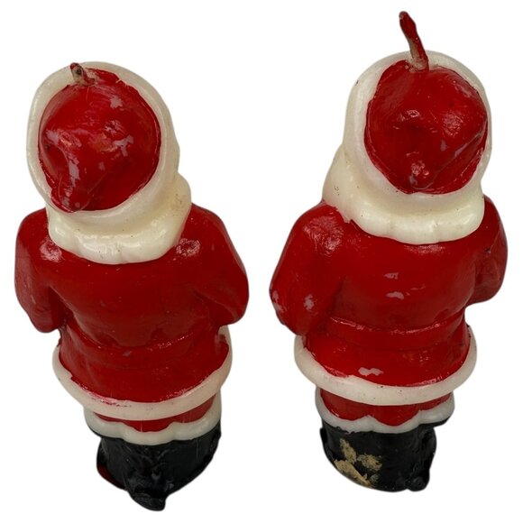 2 Vintage Santa Claus Wax Candle Figures By Tavern 4.5” Tall Christmas Novelty - Picture 3 of 9